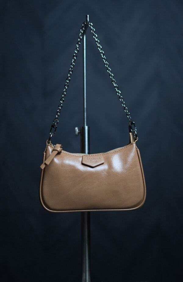 Glossy Alisa Curve Shine Shoulder Sling Bag - Faux Leather Crossbody
